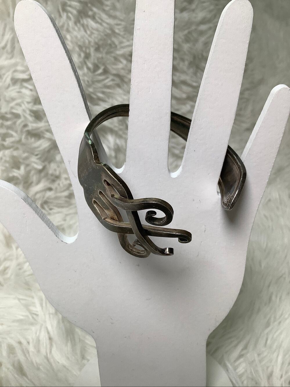 Silverware Fork Flatware Swirl Cuff Bracelet Vintage Steampunk Cottagecore F14-7